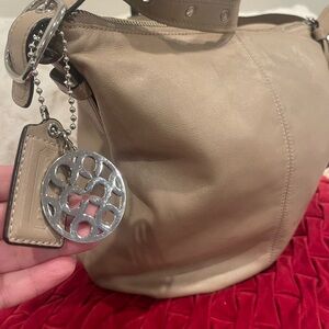 Coach Tan Shoulder Bag with Silver Accents